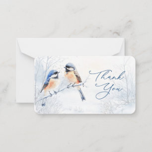 Chickadee Bird in Winter Thank You Note Card