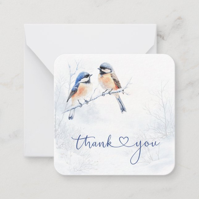 Chickadee Bird in Winter Thank You Note Card (Front)