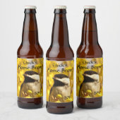Chickadee Bird in Yellow Flowers Beer Label (Bottles)