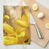 Chickadee Bird in Yellow Forsythia Flowers Towel (Quarter Fold)