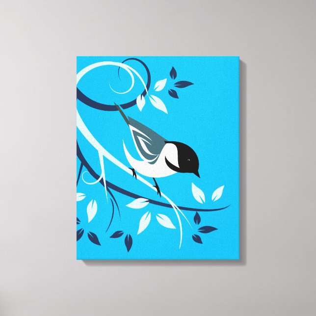 Chickadee Bird On Branch Canvas Print (Front)