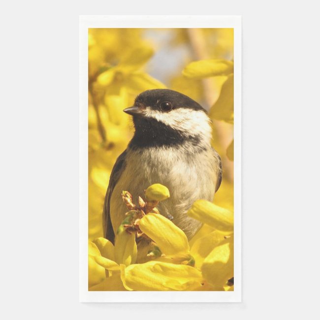 Chickadee Bird on Yellow Flowers Paper Guest Towel