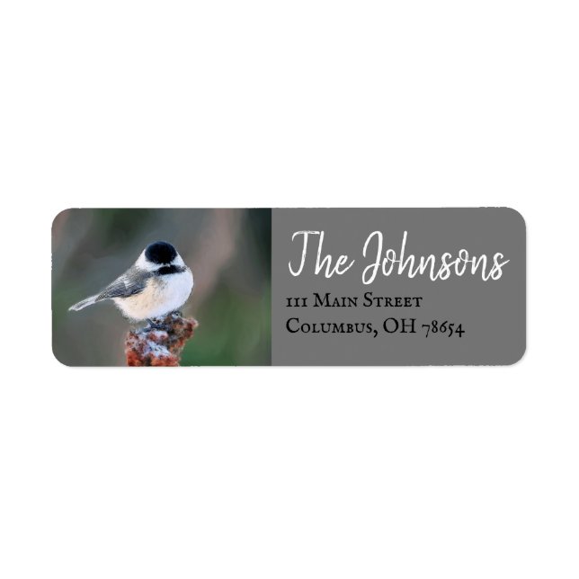Chickadee Bird Personalized Return Address Labels (Front)