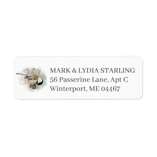 Chickadee Bird Return Address Watercolor Pine  Label