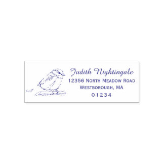 Chickadee Bird Script Custom Return Address Self-inking Stamp