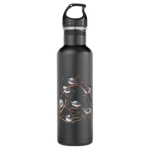 Chickadee Bird Watching Birding Nature Tree Branch Stainless Steel Water Bottle