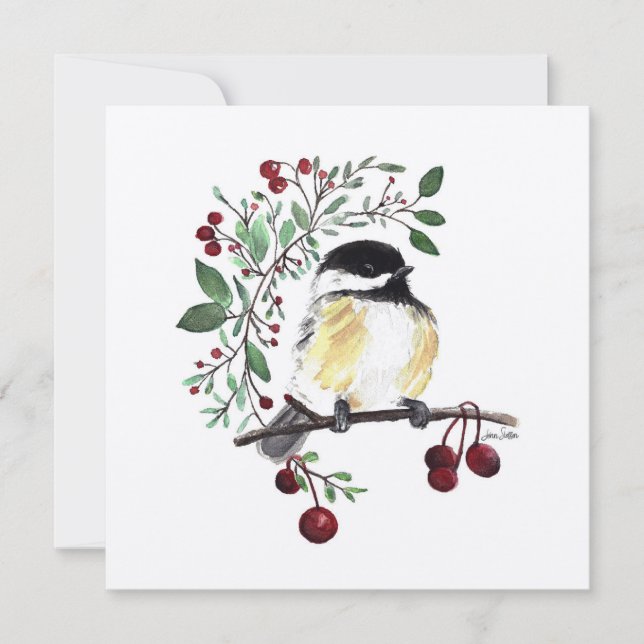 Chickadee Bird Watercolor (Front)