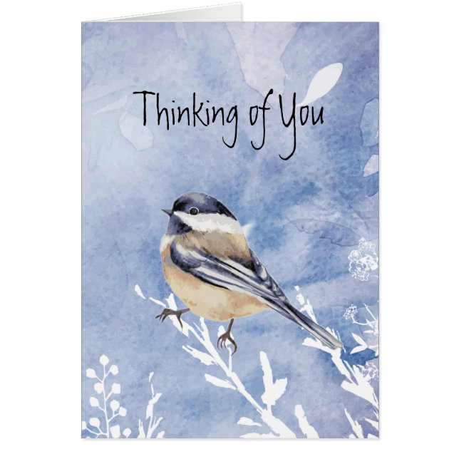  Chickadee Bird Winter First Christmas Alone Psalm Cards (Front)