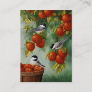Chickadee Birds Apple Harvest Business Card