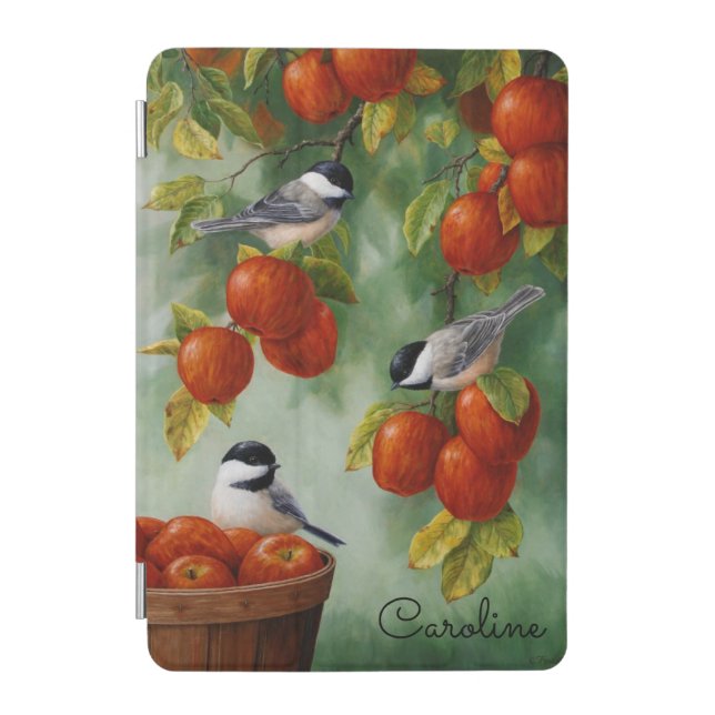 Chickadee Birds Apple Harvest iPad Mini Cover (Front)