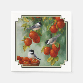 Chickadee Birds Apple Harvest Napkins