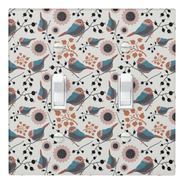 Chickadee Birds Berries Flowers Decor Light Switch Cover (In Situ)
