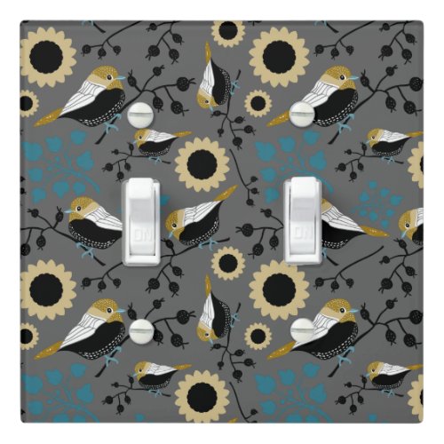 Chickadee Birds Black Capped With Flowers Light Switch Cover