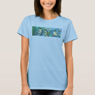 Chickadee Birds In Tree Watercolor Painting T-Shirt