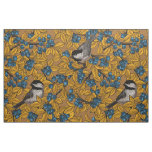 Chickadee birds on blueberry branches fabric
