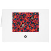 Chickadee birds on blueberry branches on orange (Back Horizontal)