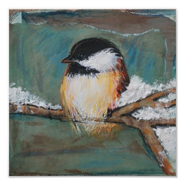 Chickadee Black Capped Painting Photo Print (Front)