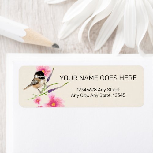 Chickadee Black Capped Watercolor Art Label