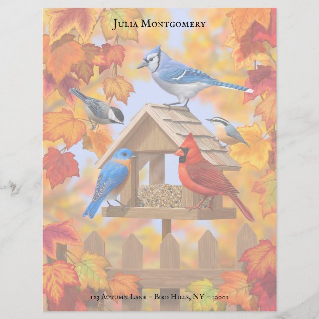 Chickadee Bluebird Cardinal Jay Autumn Bird Feeder (Front)