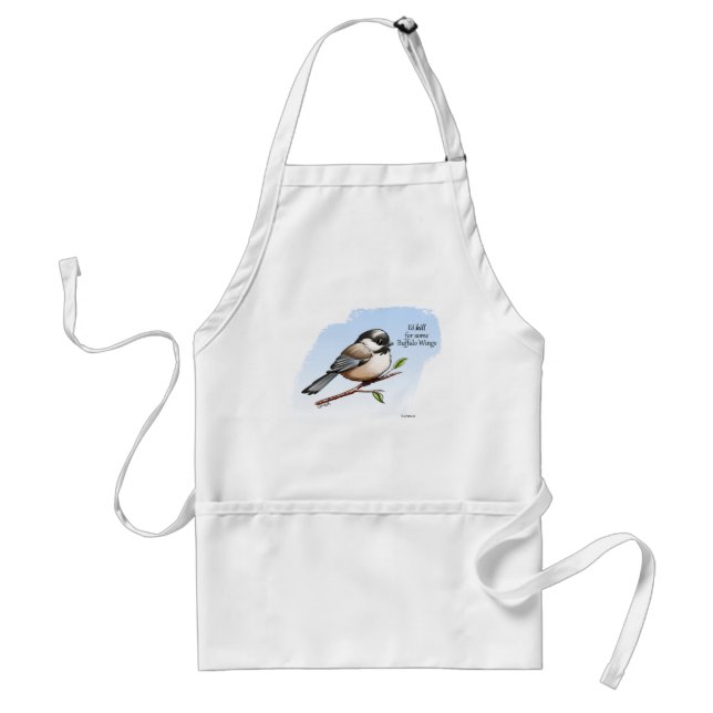 CHICKADEE BUFFALO WINGS by Jeff Willis Art Adult Apron (Front)