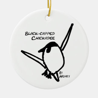 Chickadee by Henry, White Ceramic Ornament
