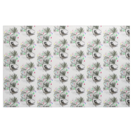 Chickadee Christmas Fabric