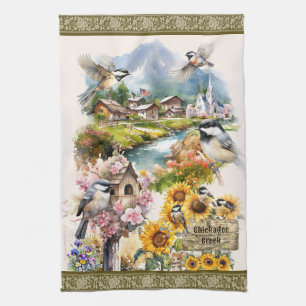 Chickadee Creek Idyllic Heavenly Rural Village Kitchen Towel