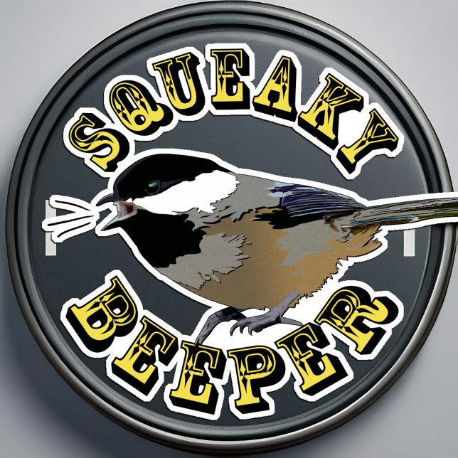 Chickadee Cute Bird Squeaky Beeper Funny Nature Sticker (Squeaky Beeper cute tweeting chickadee sticker for birdwatching enthusiasts)