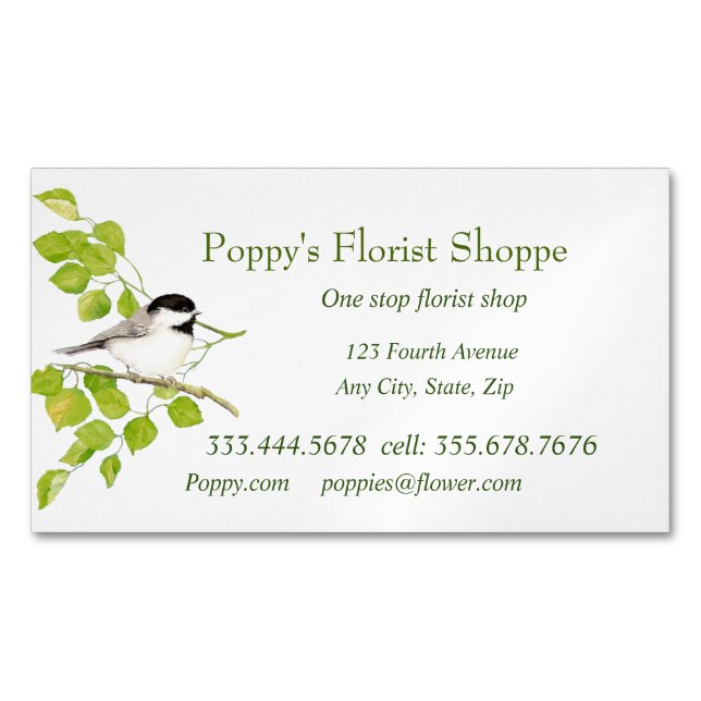 Chickadee Florist Shopp Flowers Business Card (Front)
