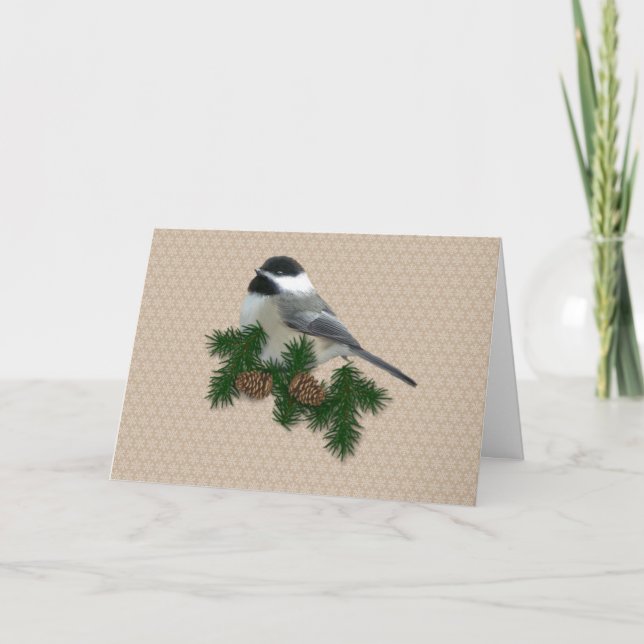 Chickadee Large Print Christmas Card (Front)