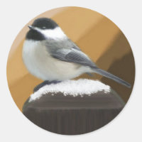 Chickadee On A Post Sticker