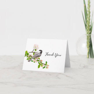 Chickadee on Apple Blossom Branch Letterpress Thank You Card