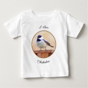 Chickadee on Birdhouse Painting Original Bird Art Baby T-Shirt
