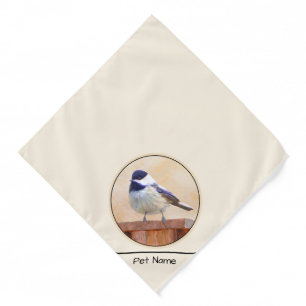 Chickadee on Birdhouse Painting Original Bird Art Bandana