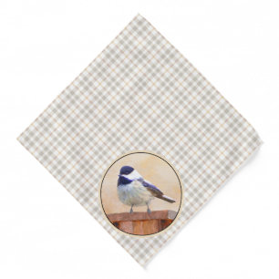 Chickadee on Birdhouse Painting Original Bird Art Bandana