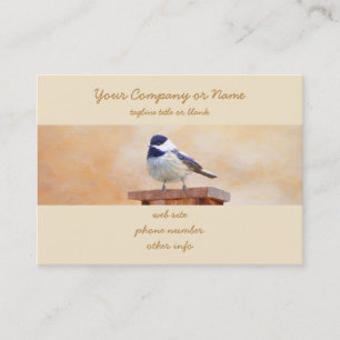 Chickadee on Birdhouse Painting Original Bird Art Business Card