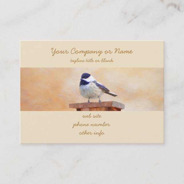 Chickadee on Birdhouse Painting Original Bird Art Business Card (Front)