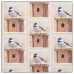 Chickadee on Birdhouse Painting Original Bird Art Fabric