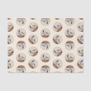 Chickadee on Birdhouse Painting Original Bird Art Tissue Paper