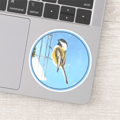 Chickadee on Feeder _ Original Wild Bird Art Sticker