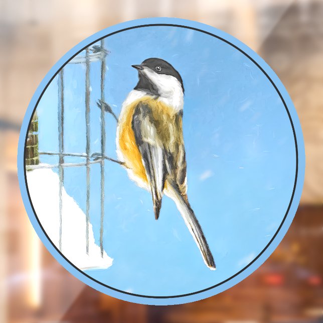 Chickadee on Feeder - Original Wild Bird Art Window Cling (Sheet 2)