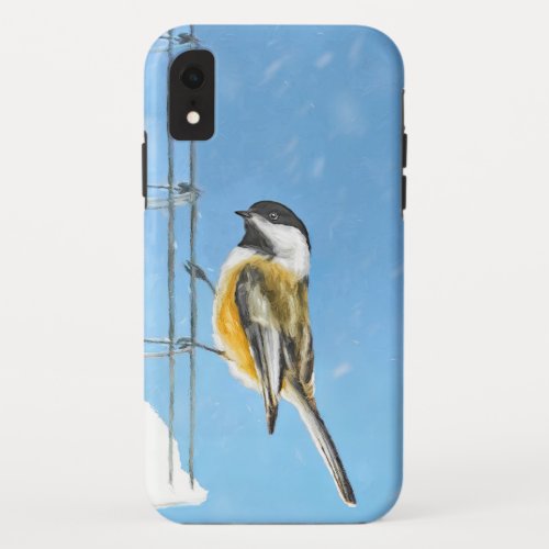 Chickadee on Feeder Painting _ Original Bird Art iPhone XR Case