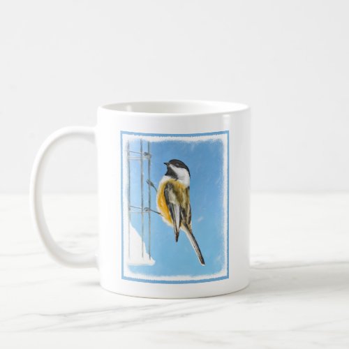 Chickadee on Feeder Painting _ Original Bird Art Coffee Mug