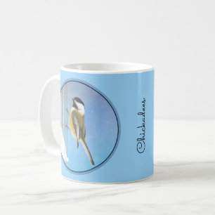 Chickadee on Feeder Painting - Original Bird Art Coffee Mug