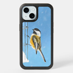 Chickadee on Feeder Painting - Original Bird Art iPhone 15 Case