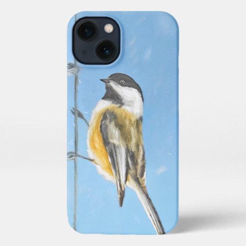 Chickadee on Feeder Painting _ Original Bird Art iPhone 13 Case