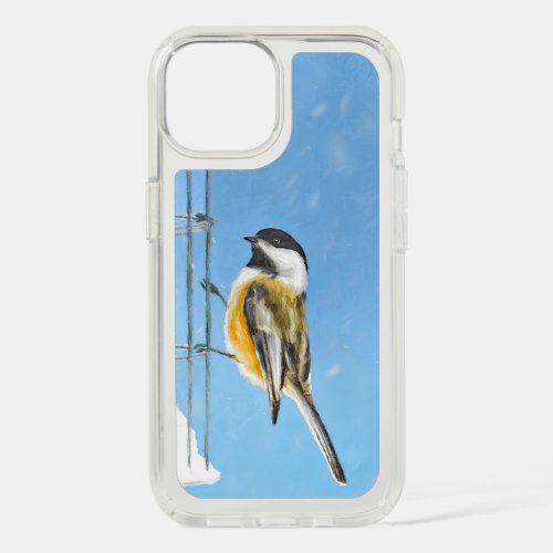 Chickadee on Feeder Painting _ Original Bird Art iPhone 15 Case