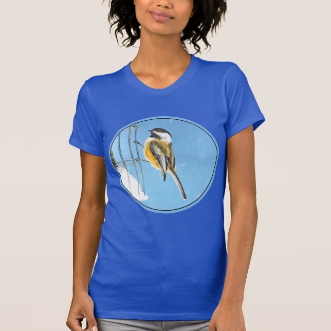 Chickadee on Feeder Painting - Original Bird Art T-Shirt (Front)