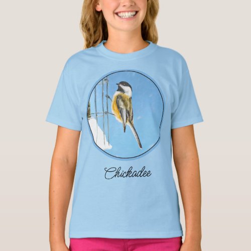 Chickadee on Feeder Painting _ Original Bird Art T T_Shirt