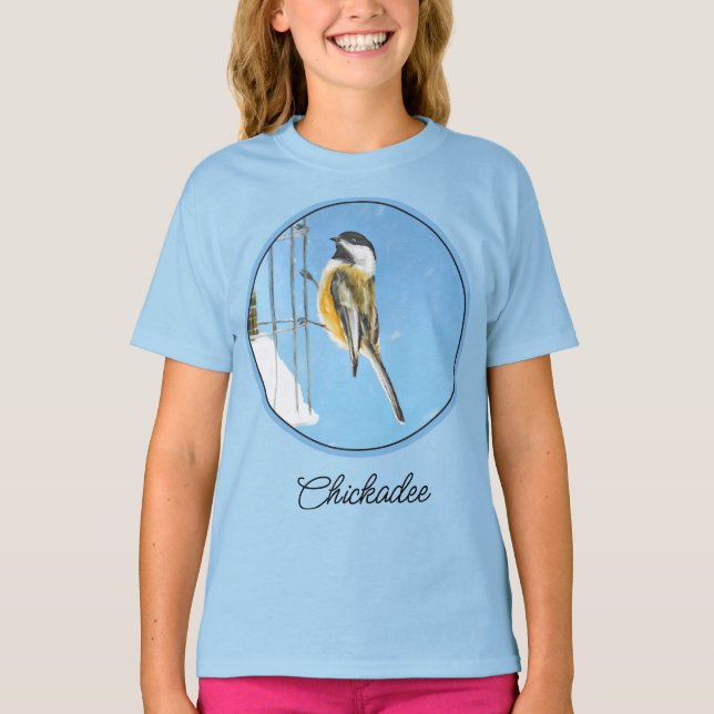 Chickadee on Feeder Painting - Original Bird Art T T-Shirt (Front)